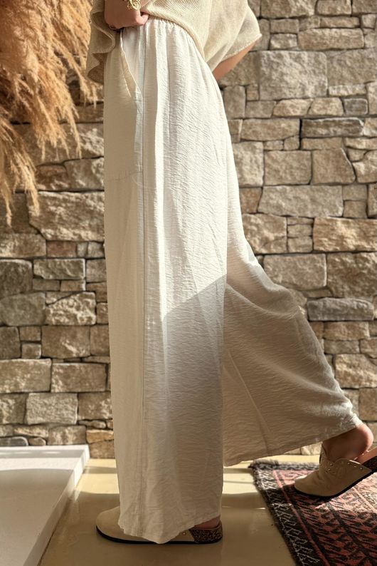 Basso Shirring Wide Leg Pant Vanilla